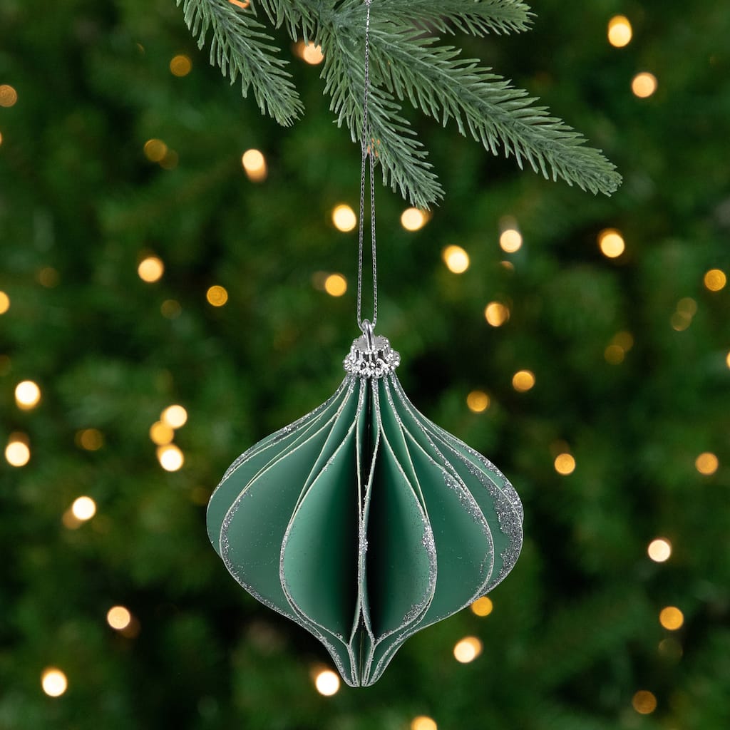 Glittered Onion Christmas Ornament - 4.25" - Green