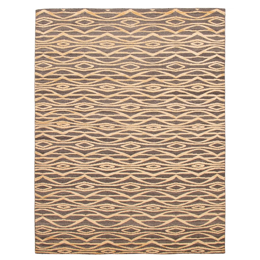 ECARPETGALLERY Hand-knotted Tangier Dark Grey Silk, Wool Rug - 7'11 x 10'2