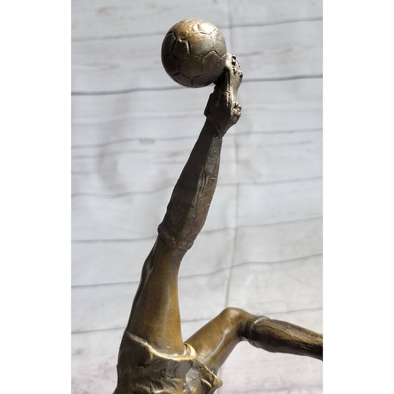 Soccer Trick Shot Bronze Statue Sculpture Trophy Athletic Decor Gift Original Art 14 Inches X 10 Inches