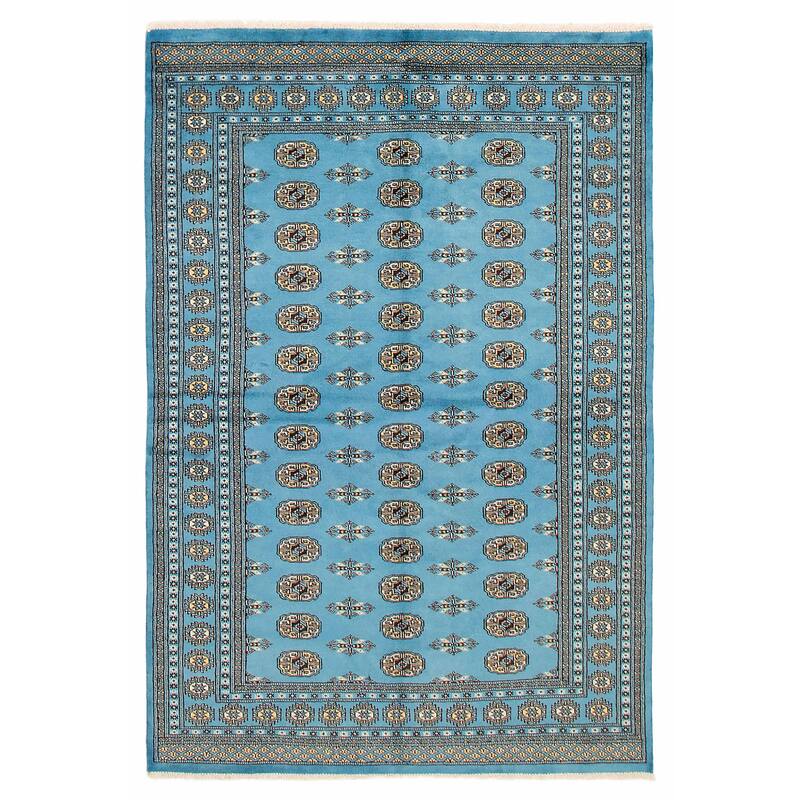 Finest Peshawar Bokhara Blue Rug 5'6" x 8'3" - 5'6 x 8'3 - Blue - 5'6 x 8'3