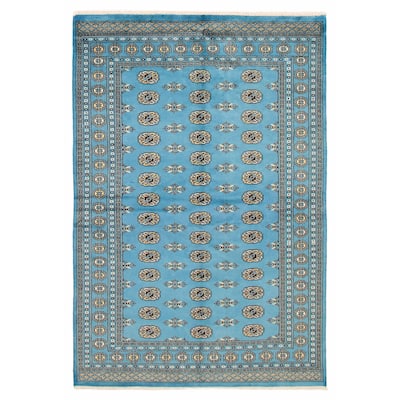 Finest Peshawar Bokhara Blue Rug 5'6" x 8'3" - 5'6 x 8'3