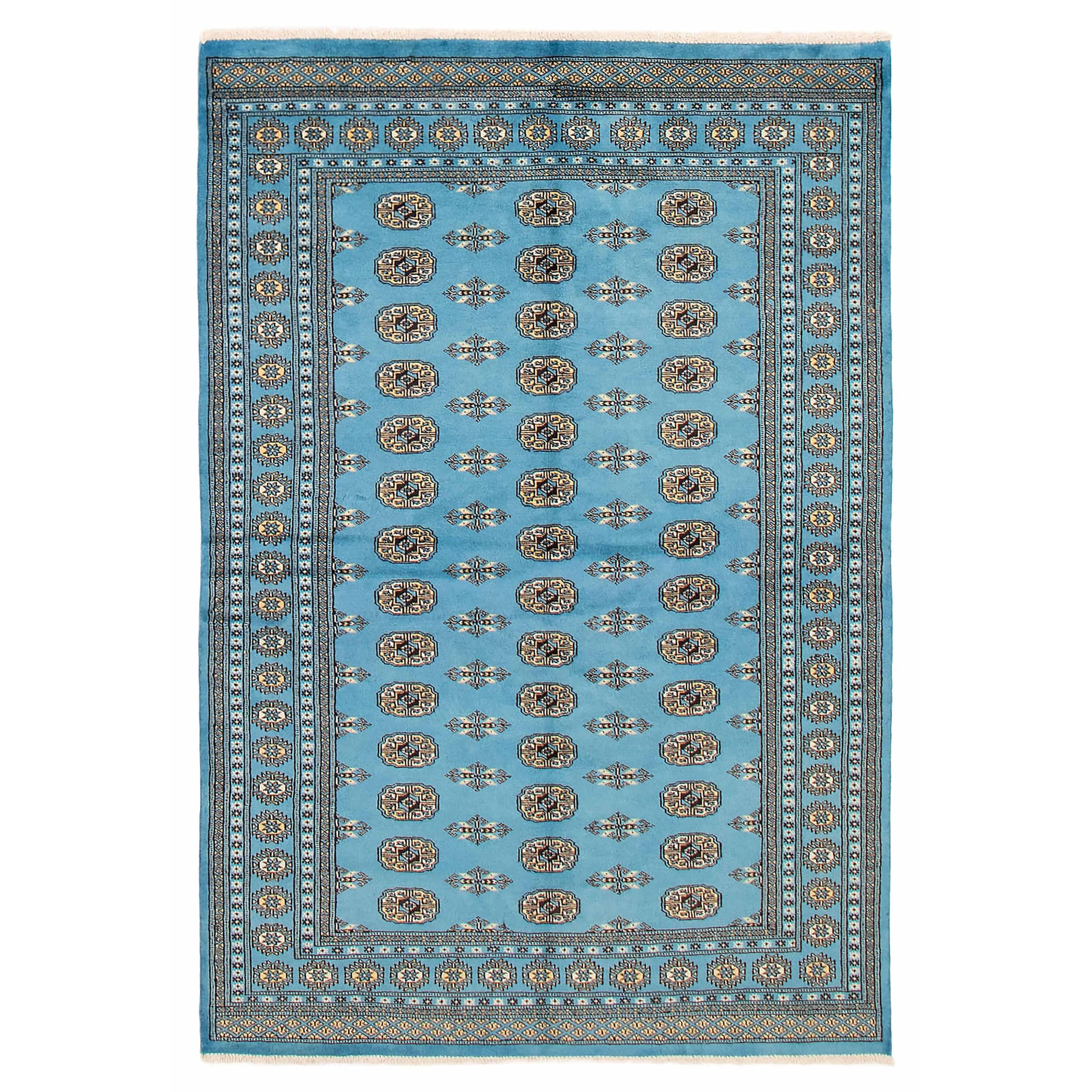 Finest Peshawar Bokhara Blue Rug 5'6" x 8'3" - 5'6 x 8'3