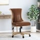 preview thumbnail 9 of 66, Coulee Upholstered Roll Back Swivel Office Chair by Christopher Knight Home - 24.75" L x 27.75" W x 35.50-40.00" H Cognac Brown + Natural _ Faux Leather