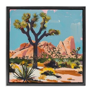 Stupell Modern Joshua Tree in Desert Framed Floater Canvas Wall Art ...