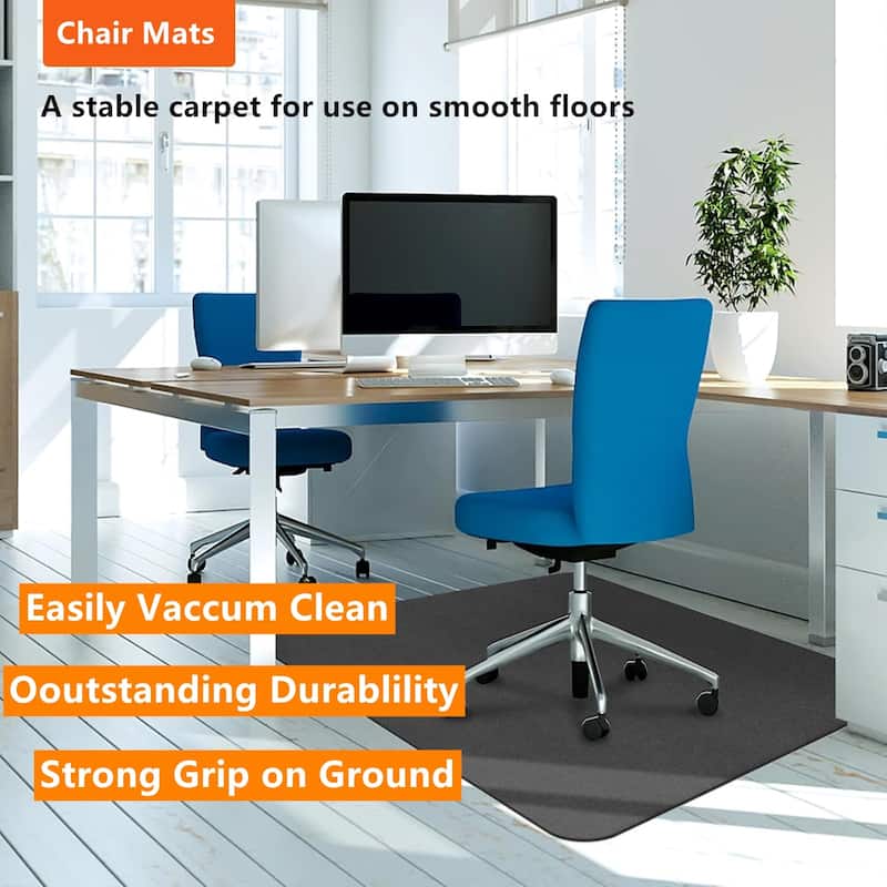 Slip-Resistant Heavy Duty Chair Mat for Hardwood Floors - 30"x55" Black Under Desk Protector