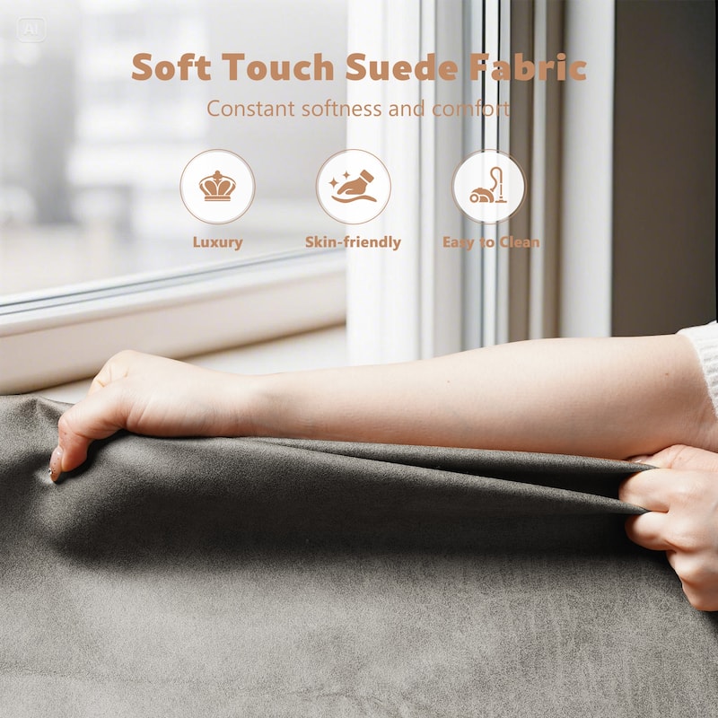 XIZZI Vintage Suede Fabric Office Chair with Armrests and Swivel Base