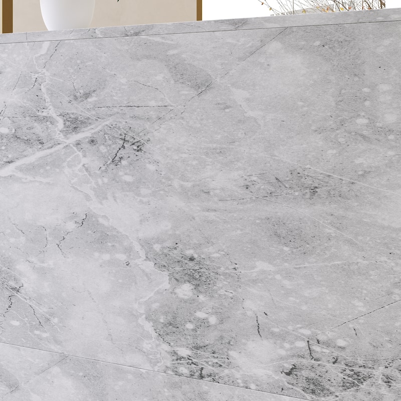 55.9-inch L-shaped Black or White Marbled Wood Reception Desk