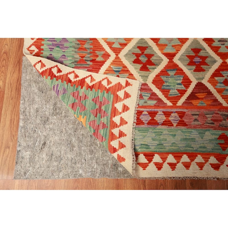 Reversible Kilim Oriental Area Rug Flatweave Multi-Color Wool Carpet - 9'9"x 12'9"