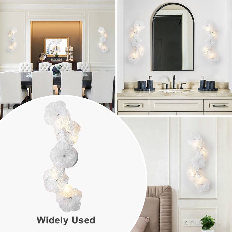 Modern Elegant Clear and Frosted Bubble Glass Flower Petal Wall Sconce