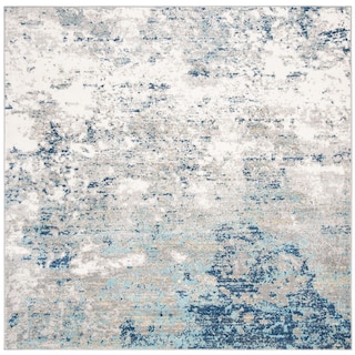 SAFAVIEH Brentwood Malissie Modern Abstract Rug - Light Grey/Blue - 6'7" Square