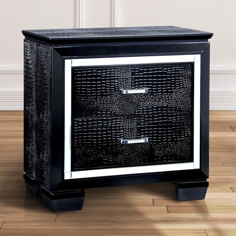 Ruff Contemporary Solid Wood 2-Drawer Nightstand by Furniture of America - Black
