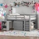 preview thumbnail 1 of 7, Full Size Loft Bed With Cabinet,Shelves And Rolling Portable Desk Grey