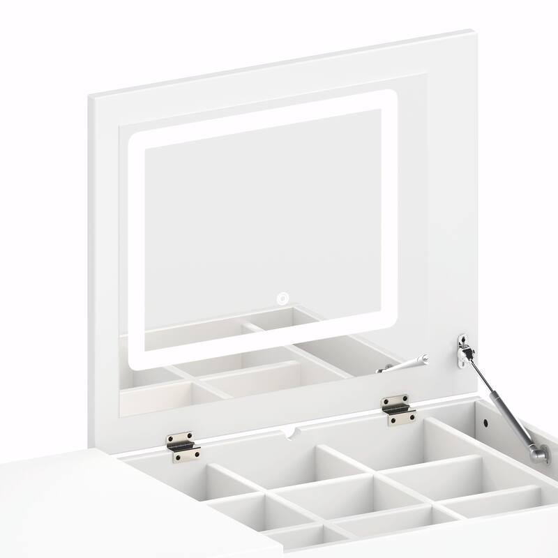 Vanity Desk with Mirror & Lights, Flip-Top Makeup Vanity Table