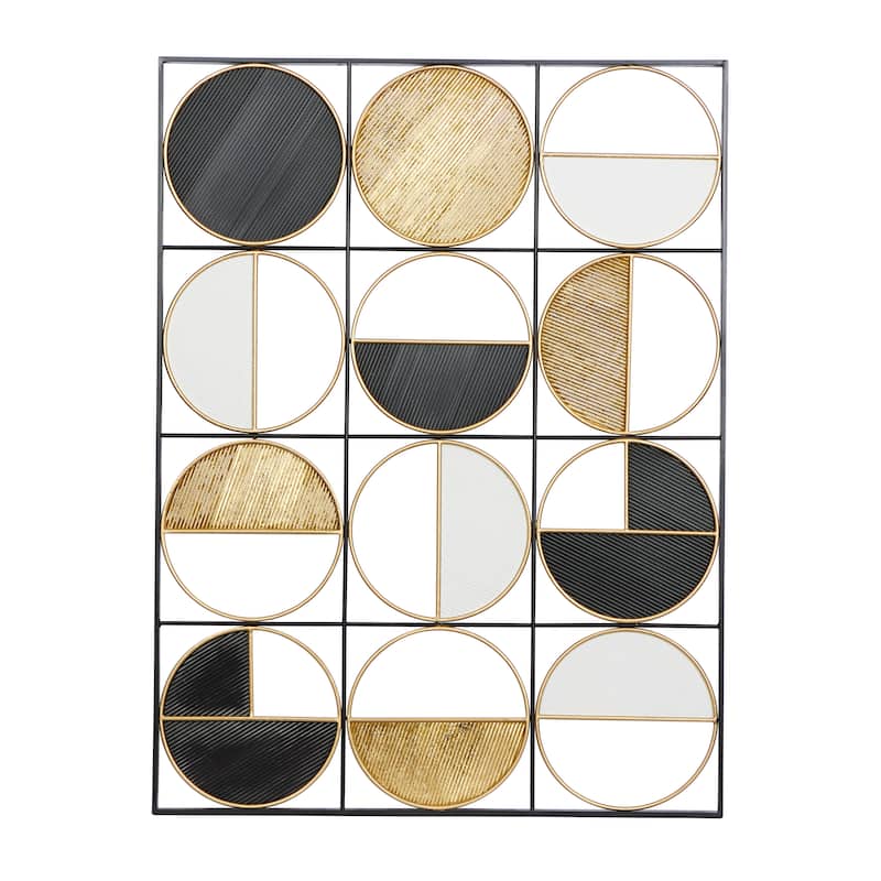 Metal Geometric Half Moon Wall Decor with Gold Detailing - Black - CosmoLiving by Cosmopolitan