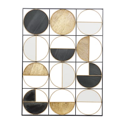 Metal Geometric Half Moon Wall Decor with Gold Detailing - Black - CosmoLiving by Cosmopolitan