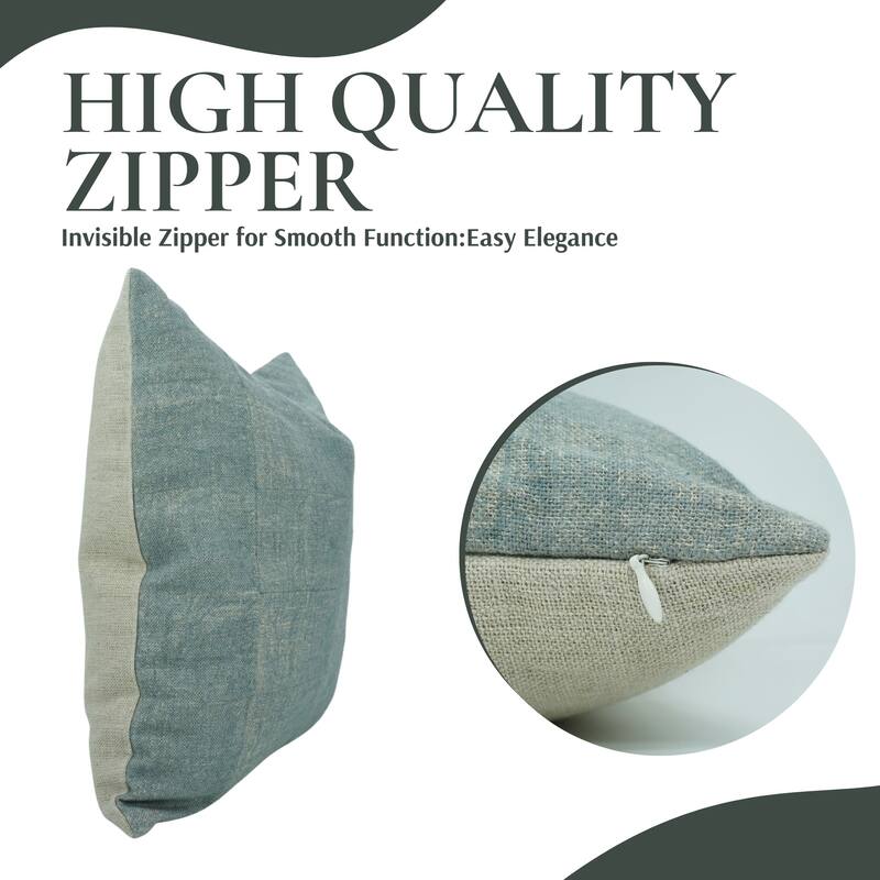 Fabdivine Throw Solid Blue Home Décor Farmhouse Heavy Linen Cushion Cover, Bori