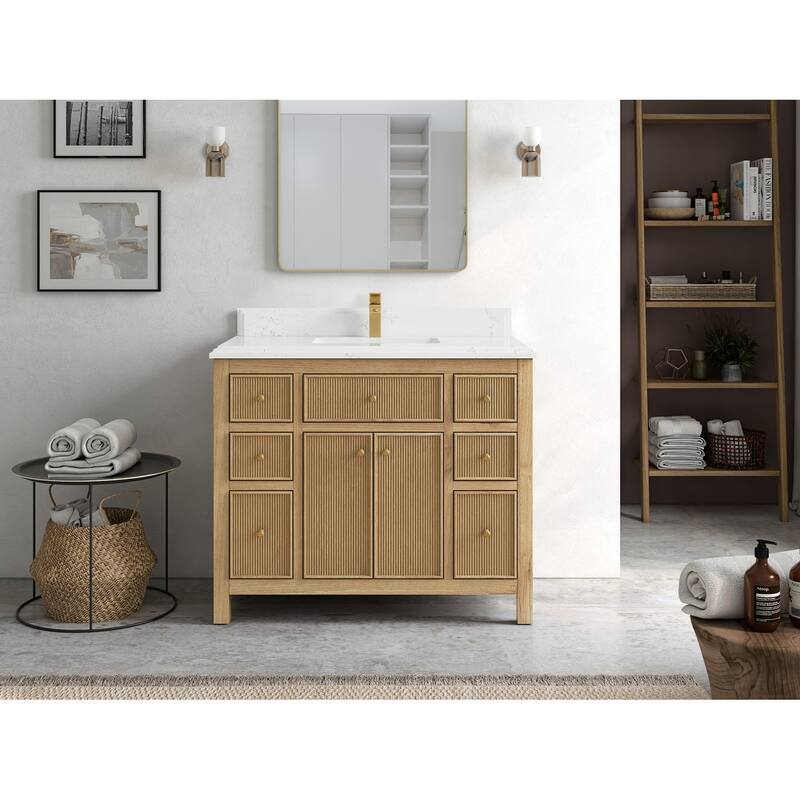 Willow Collections 42 in. W x 22 in. D Sonoma Teak Single Sink Bathroom Vanity with Countertop