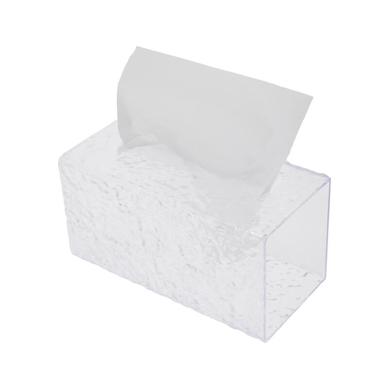 1 Pc Rectangular Glacier Pattern Tissue Box Cover for Bedroom Table Clear