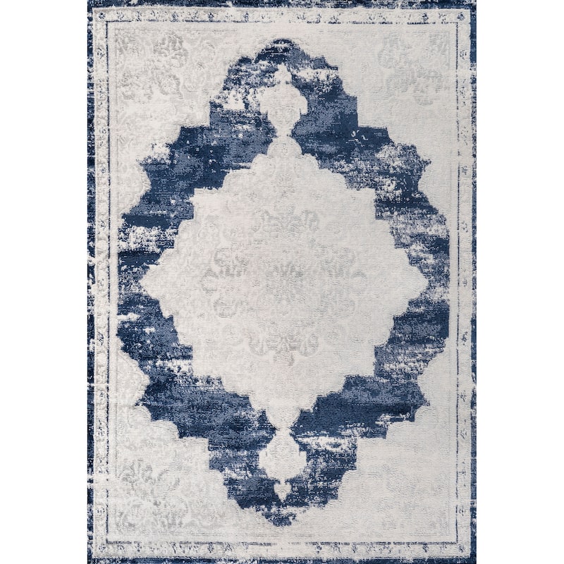 JONATHAN Y Rosalia Ornate Medallion Modern Area Rug - 5 X 8 - Ivory/Navy