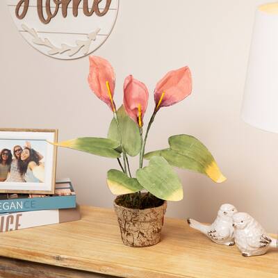 19" Pink and Green Decorative Calla Lily Artificial Christmas Plants - 19
