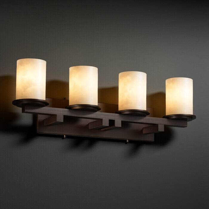 Justice Design Clouds Dakota 4-light Dark Bronze Bath Bar, Clouds Cylinder - Flat Rim Shade