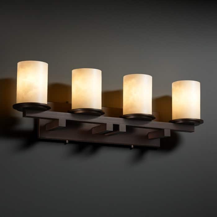 Justice Design Clouds Dakota 4-light Dark Bronze Bath Bar, Clouds Cylinder - Flat Rim Shade