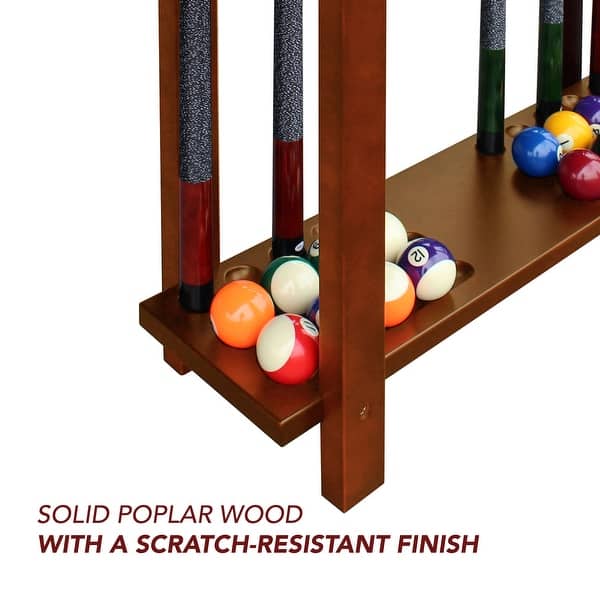 Hathaway Classic Floor Billiard Pool Cue Rack Solid Poplar Wood