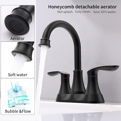 2 Handle 360 Degree Swivel Bathroom Vanity Sink Faucet with Pop Up Drain and Supply Hose, Aerator, Anti Scratch, Anti Rust