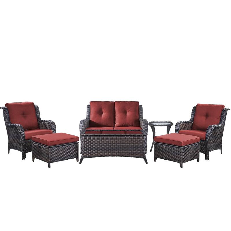 Outdoor Loveseat Sofa with Chair Ottoman Table