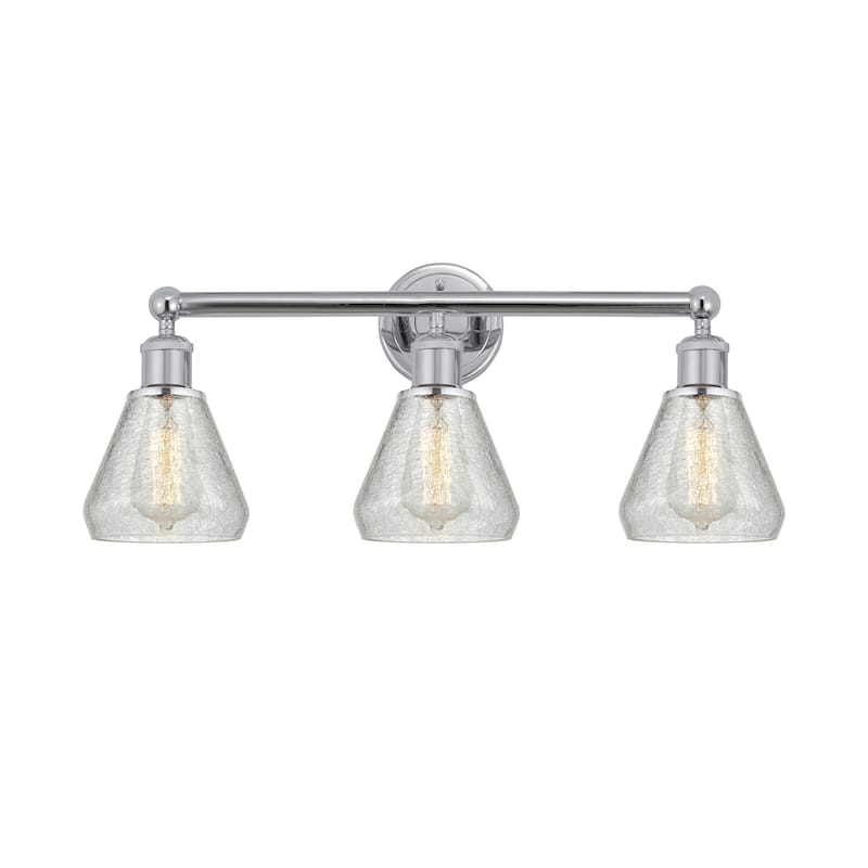 Innovations Lighting Conesus - 3 Light 24" Bath Vanity Light. - Polished Chrome/Clear Crackle