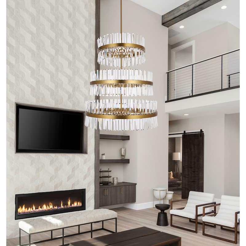 Indigo Home 36 inch 3 tiers crystal round chandelier light