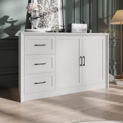 3-Drawer Lateral Filing Cabinet, Large Storage for Letter/Legal, White/Brown
