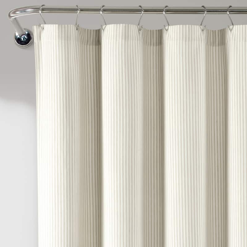Lush Decor Farmhouse Vintage Stripe Yarn Dyed Eco-Friendly Recycled Cotton Shower Curtain