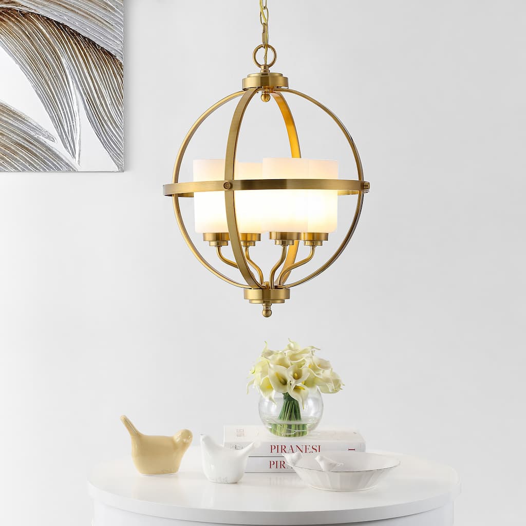 SAFAVIEH Lighting Maribelle 4-Light Led Adjustable Pendant - 17" W x 17" L x 26-98" H - 17Wx17Dx98H