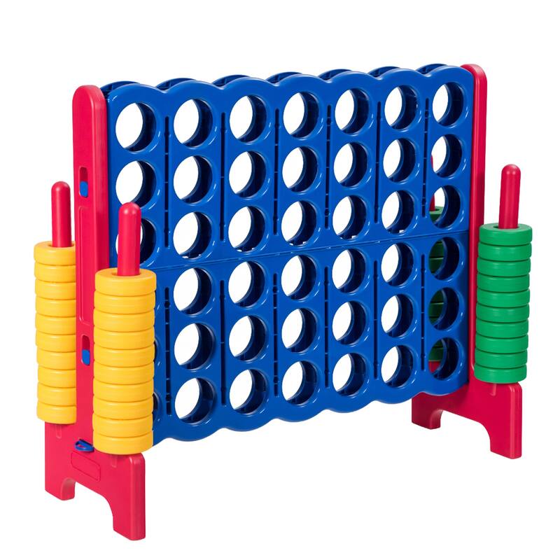 Gymax Jumbo 4-to-Score Game Set 4 in A Row Kids Adults w/ 42 Jumbo - See Details