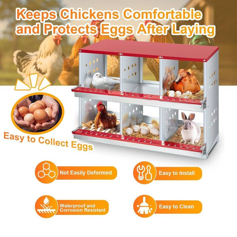 Chicken Nesting Box for Hens, Rabbits, Ducks - Red