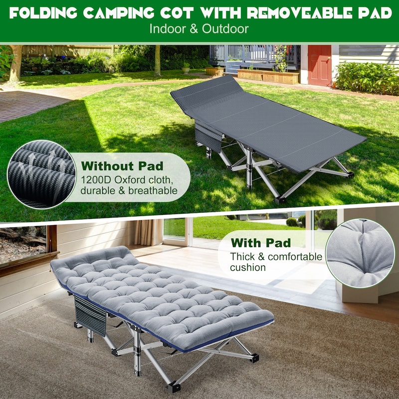 DoCred Portable Folding camping Bed with Mattress, Guest Cot Bed，2PCS - 75"