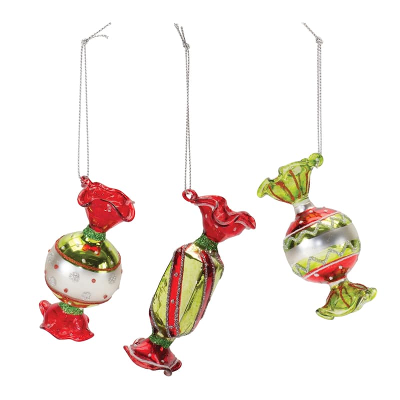 Club Pack of 12 Glass Wrapped Candy Ornaments 3.75"