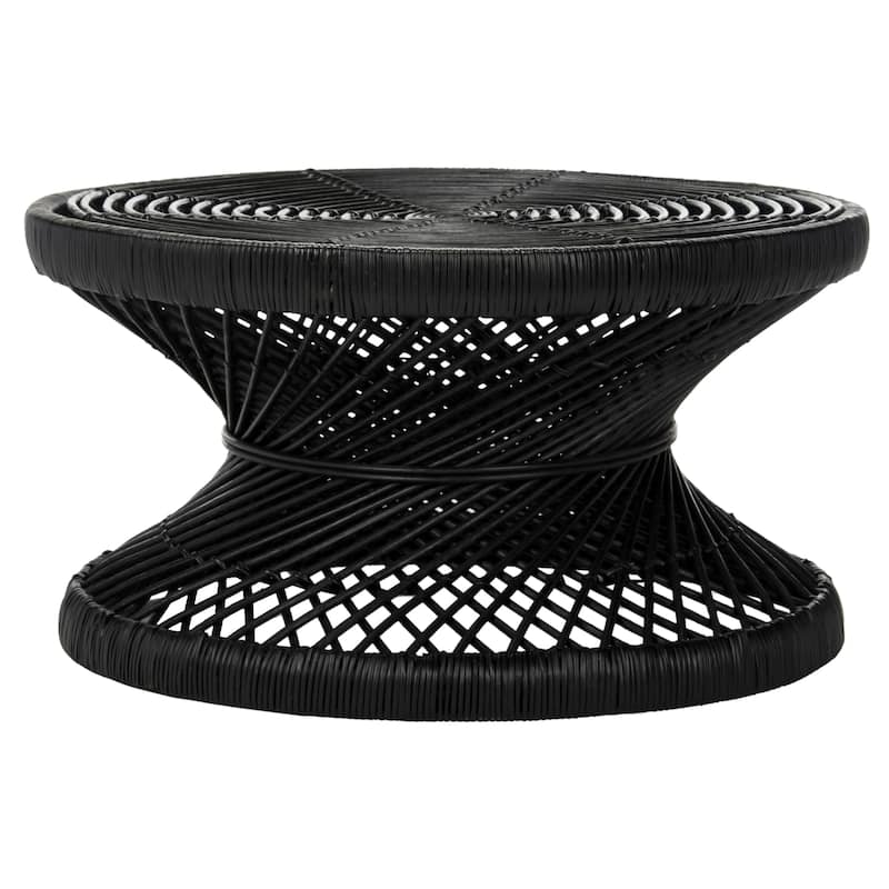 SAFAVIEH Efrat Large Bowed Black Coffee Table - 31.5" x 31.5" x 15.7" - 32Wx32Dx16H