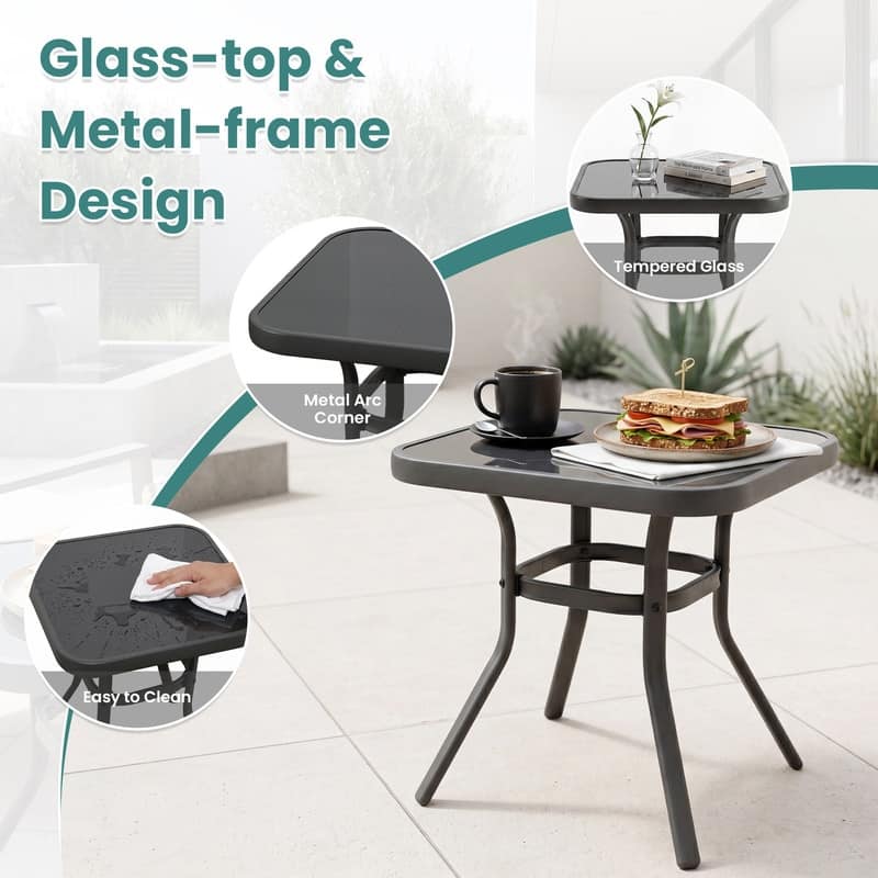 COSIEST 3-piece Outdoor Rocking Chair Chat Set with Side Table