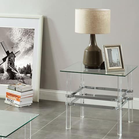 Furniture of America Thruston Contemporary Chrome 24-inch Side Table