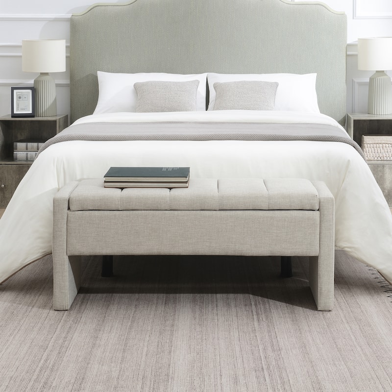 End of Bed Ottoman Bench, Modern 47" Fabric Entryway Storag Bench, Upholstered Single Foot Rest Stool for Bedroom