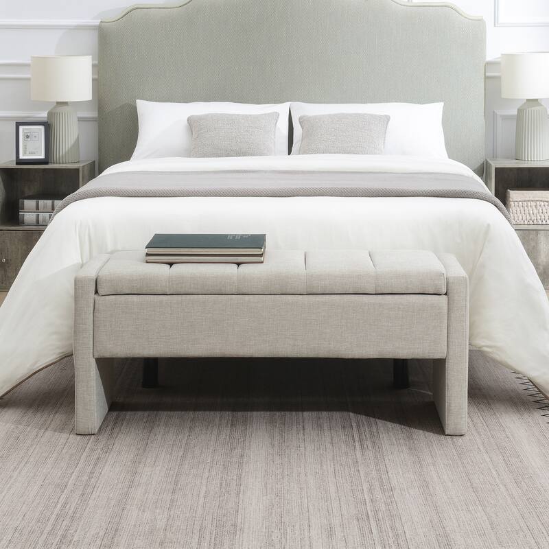 Modern Bed End Bench with Storage,Upholstered Large Foot Rest Stool, Comfy Window
