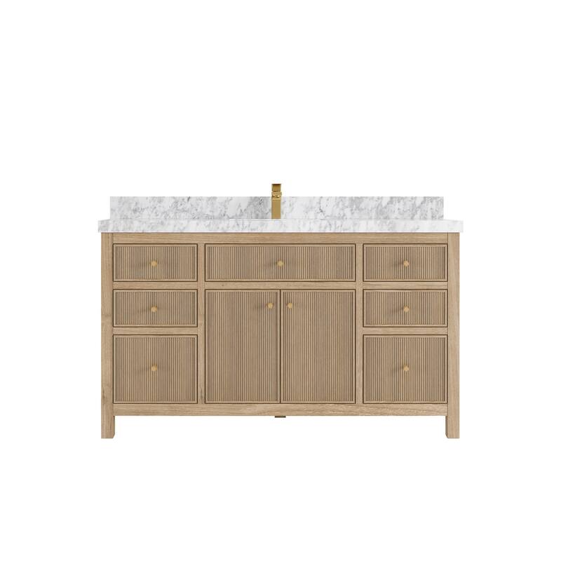 Willow Collections 60 in. W x 22 in. D Sonoma Teak Wood Single Sink Bathroom Vanity with Countertop