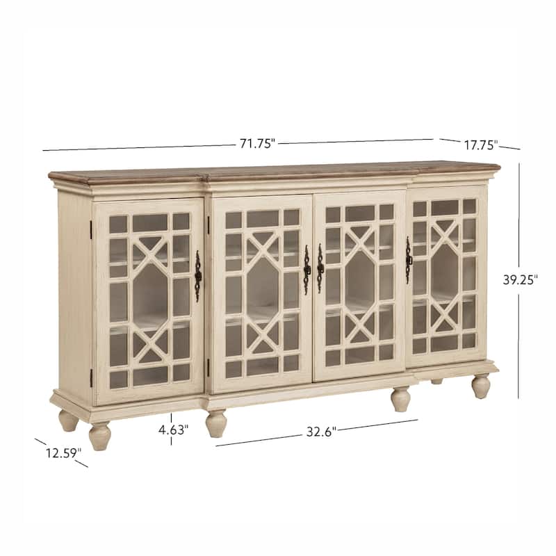 Coast to Coast Accents Mastro Cream and Brown 4 Door Media Credenza