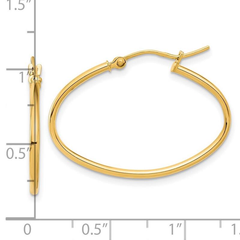 Curata 14k Yellow Gold Polished 1.50mm Oval Hoop Earrings - 22.7x31.5mm 1.5mm