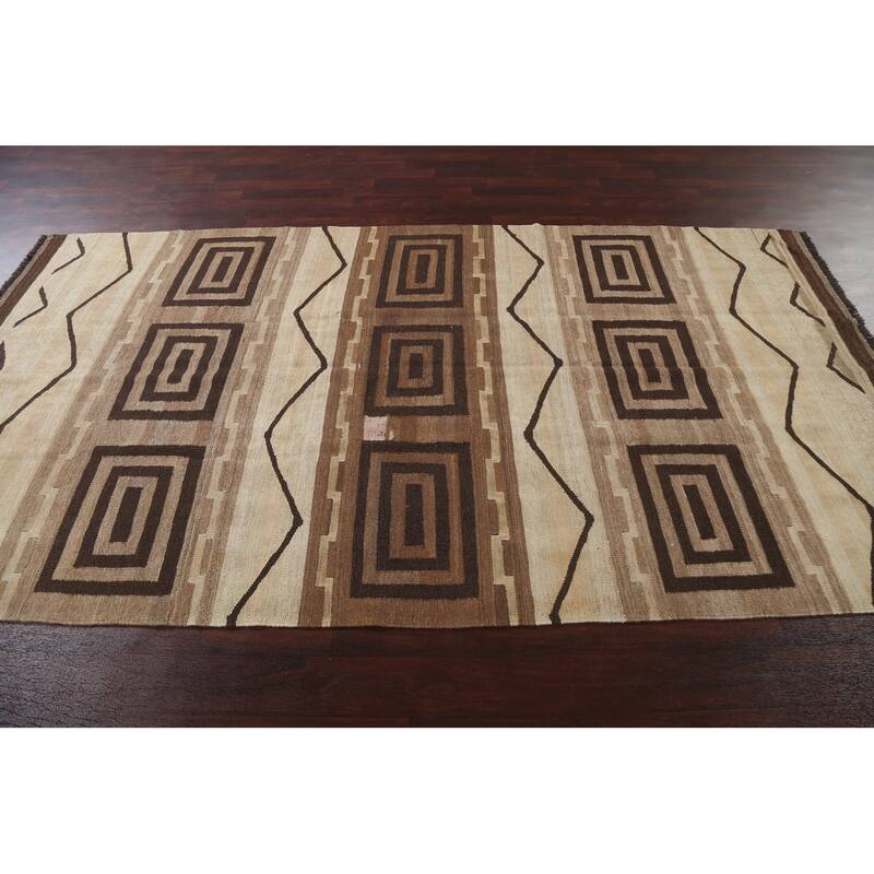 Kilim Natural Dye Geometric Tribal Oriental Area Rug Wool Flat-woven - 5'4" x 9'11"