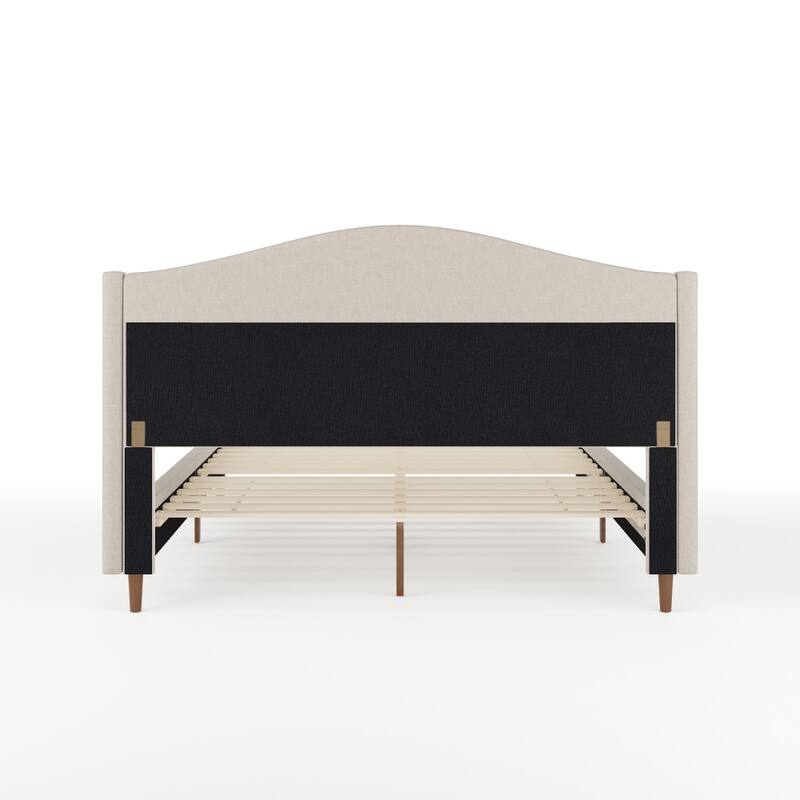 Martha Stewart Upholstered Platform Bed with Curved Headboard