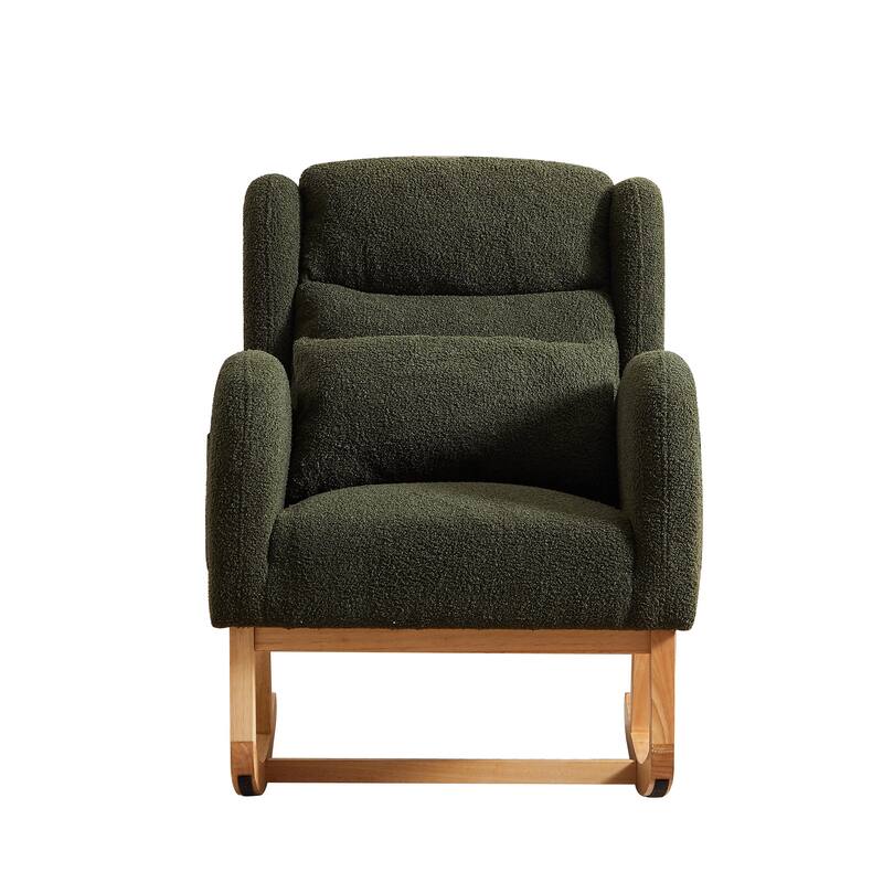 20" Seat Wide Fabric Rocking Chair with High Backrest and Two Side Pockets