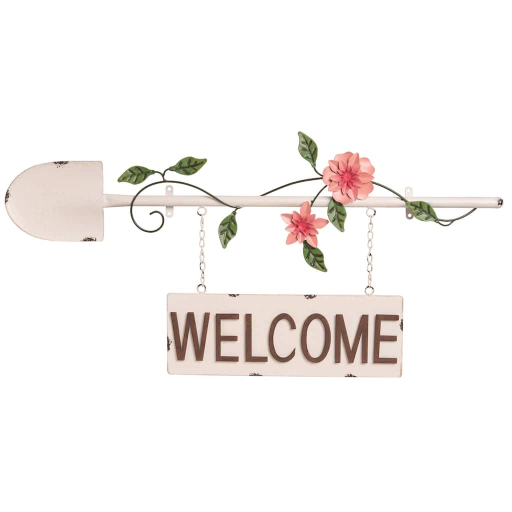 Transpac Metal 30" White Spring Shabby Chic Shovel Decor